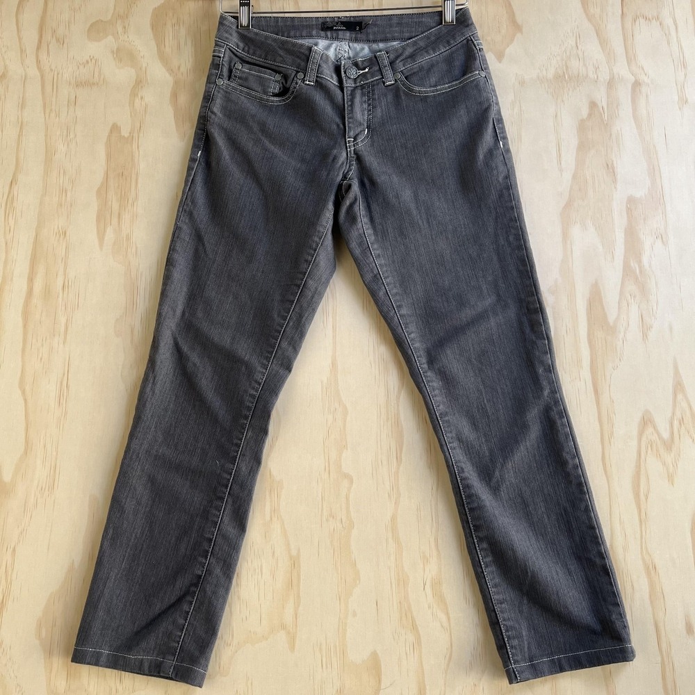 PrAna Jeans Womens 2 Gray Charcoal Wash Mid Rise Straight Denim Pants Casual